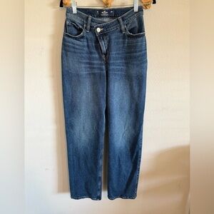 Hollister Womens Ultra High Rise Dad Vintage Stretch Blue Jeans